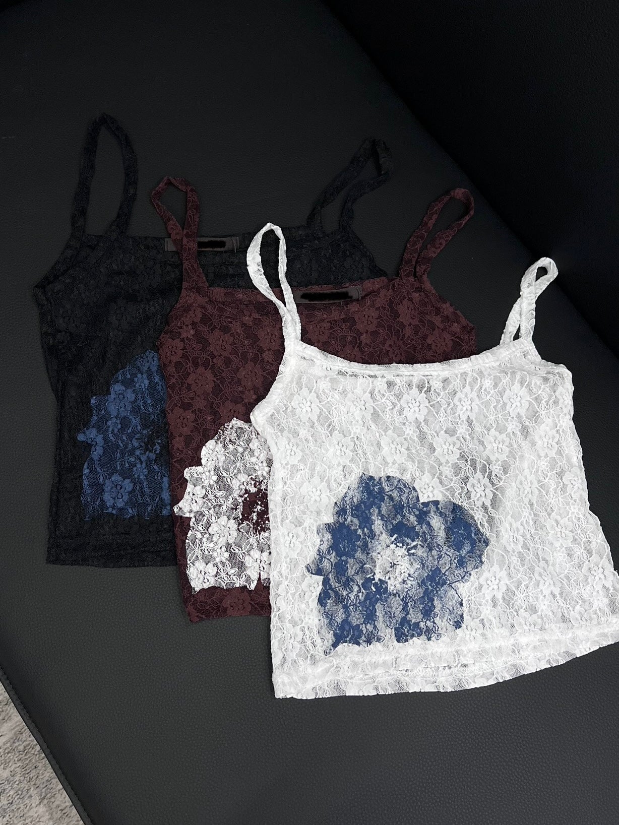 flower lace see through tank top