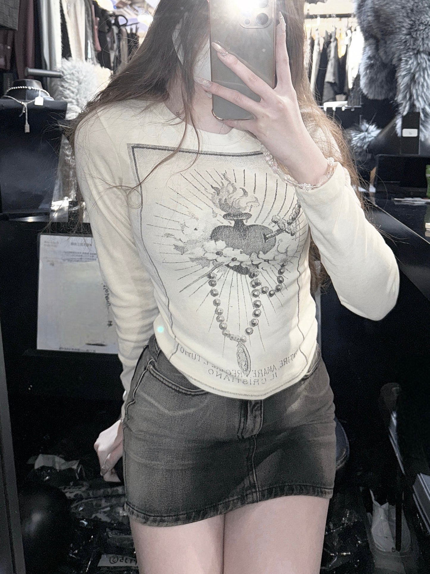 Sword & Heart print long sleeve