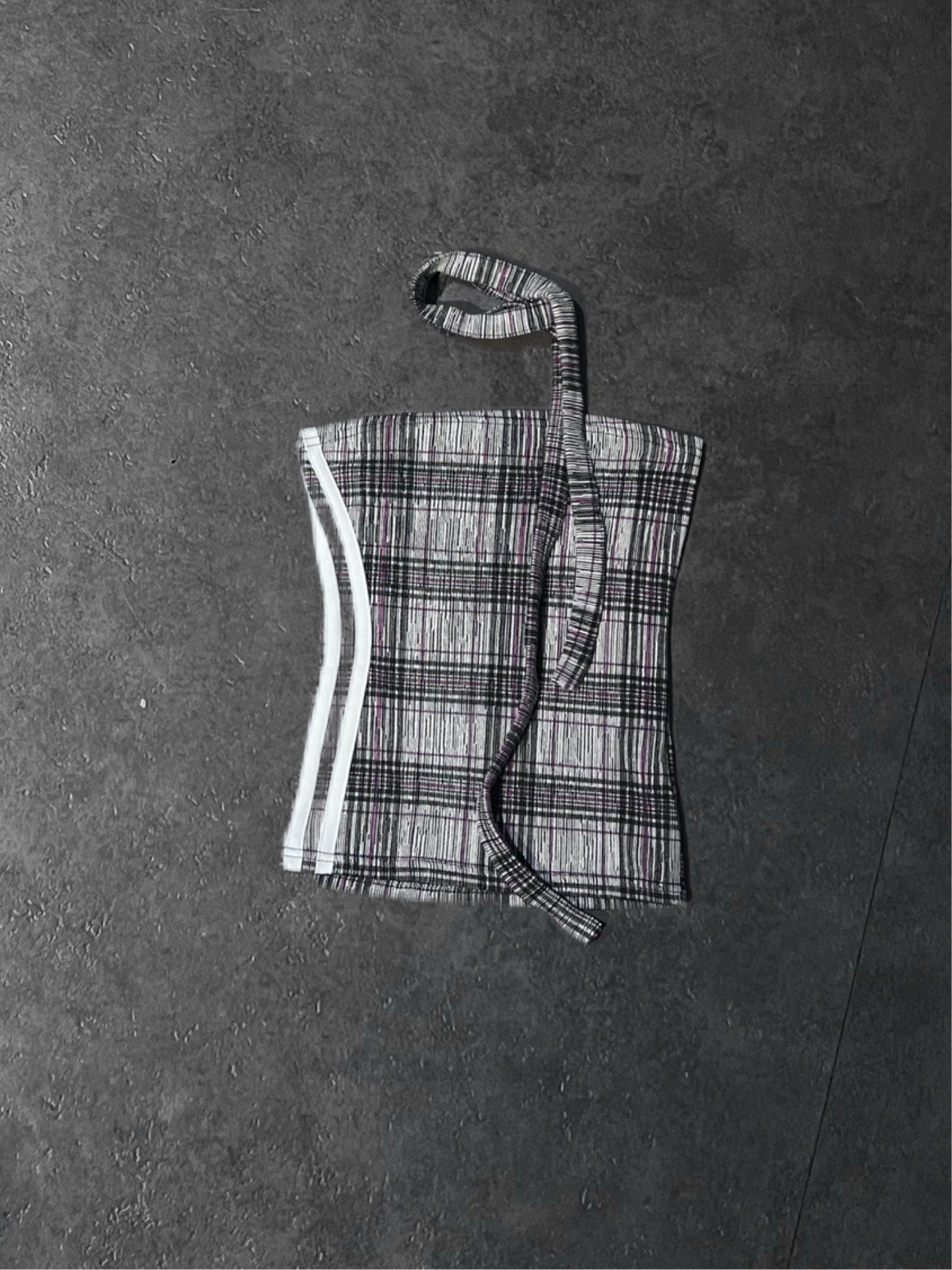 Checker print tube top with muffler