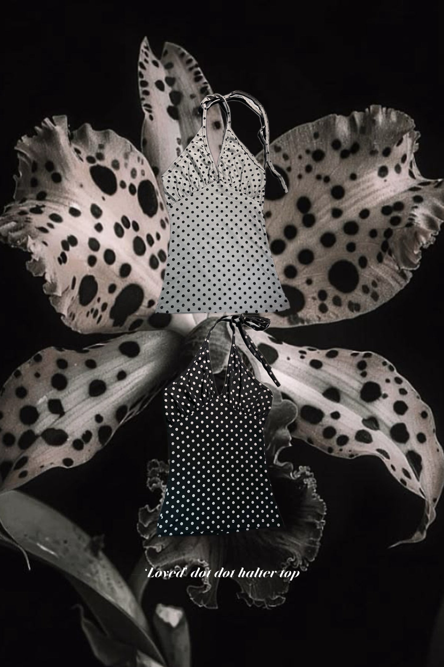 ‘Loved’ dot dot halter top