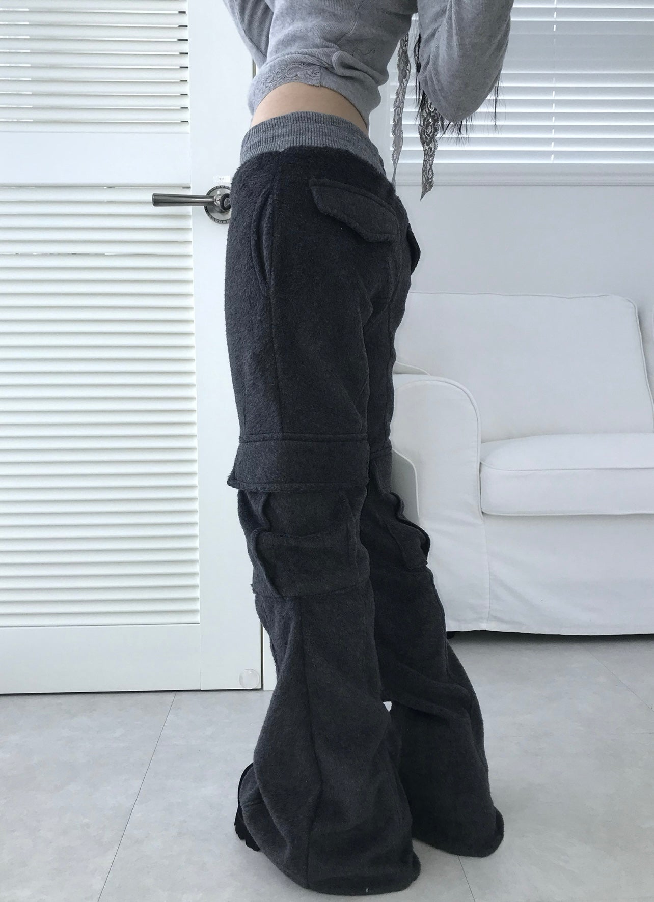 404 cargo bell-bottom pants