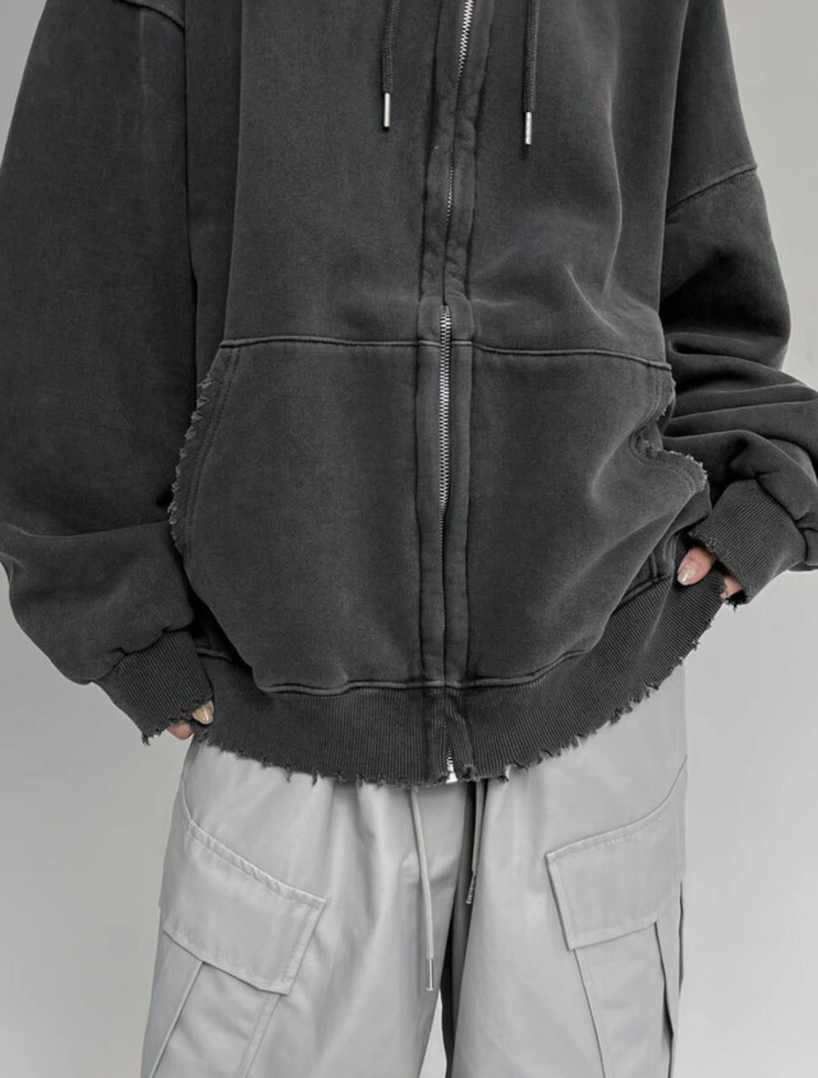 秋冬再上架[unisex] Vintage dying hoodie zipup