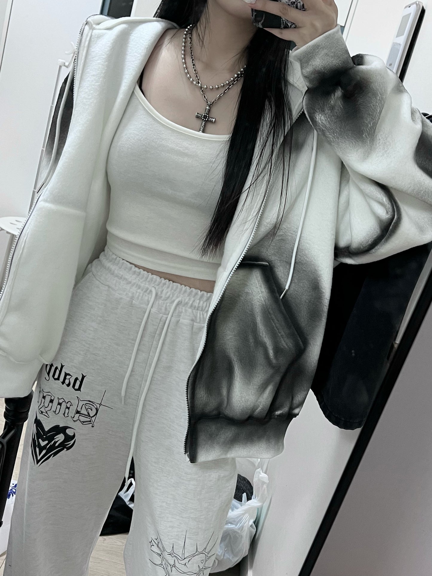 [unisex] 雲朵渲染漸變拉鍊hoodie