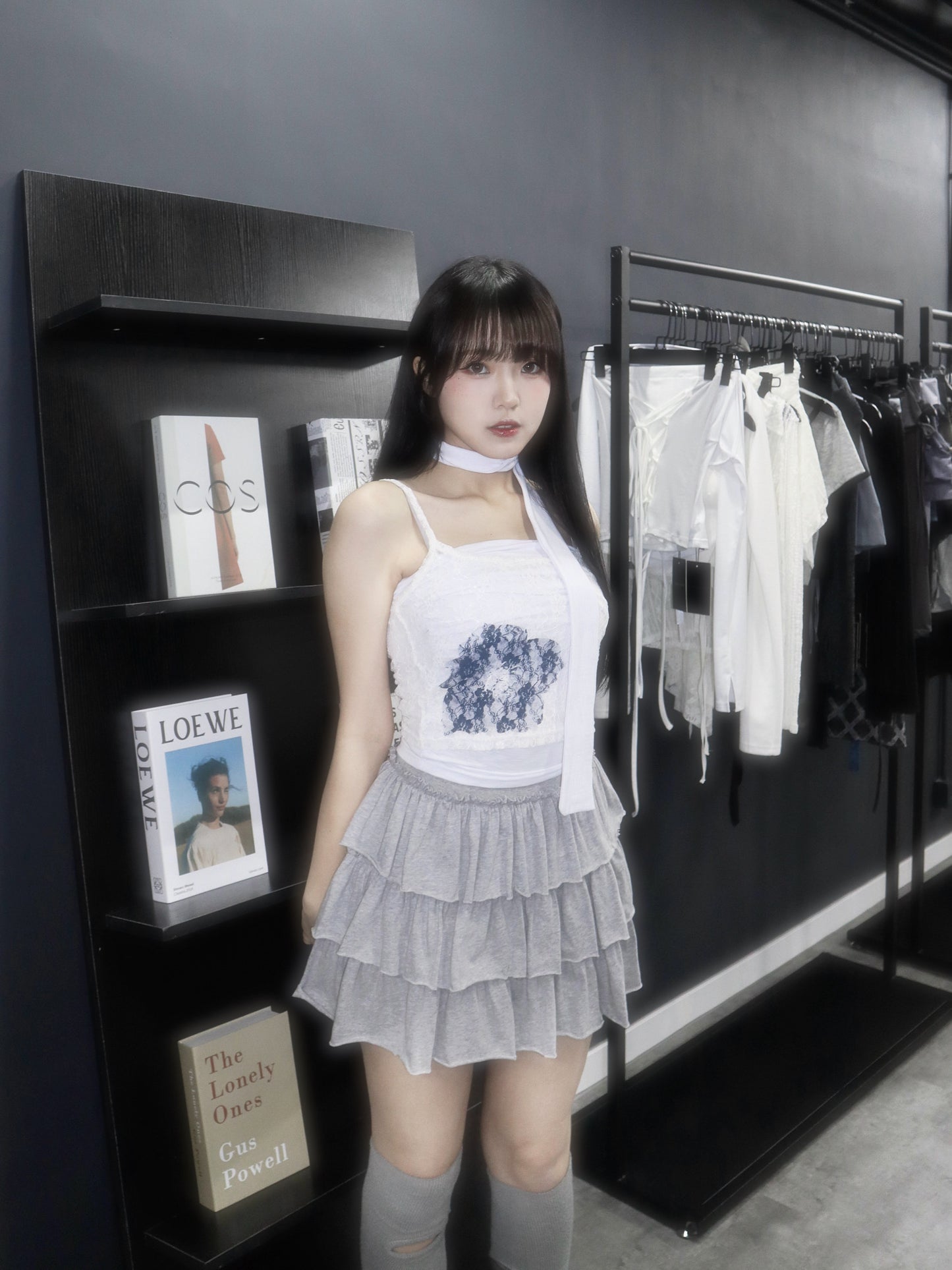 flower lace see through tank top