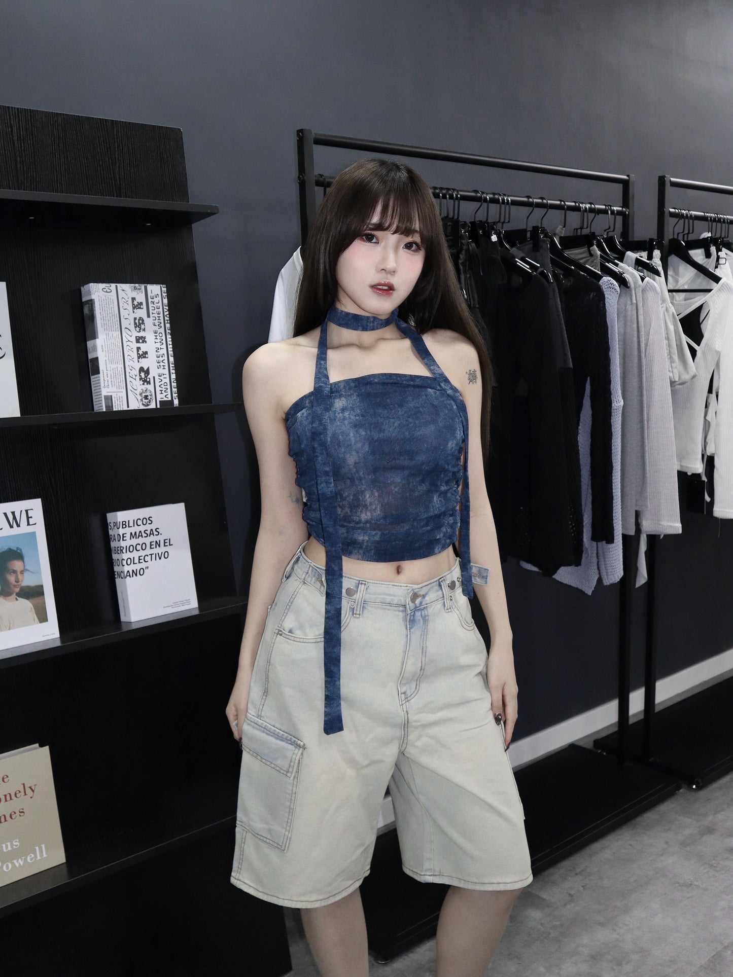 Tie dye tube top with muffler