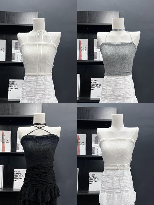 綁帶毛絨絨tube top