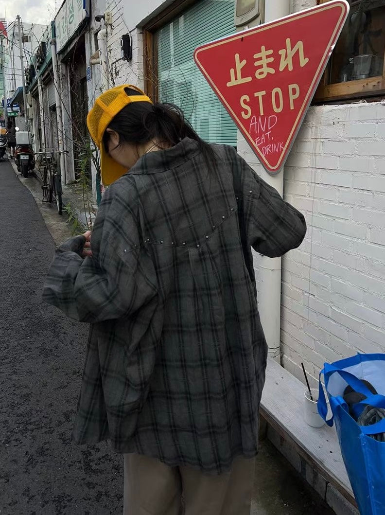 Checkered shirt with rivets