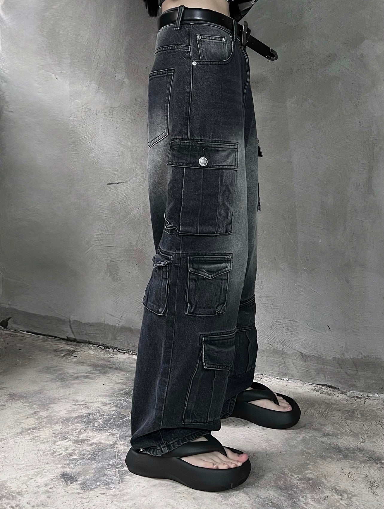 [unisex] Pocket cargo denim jeans