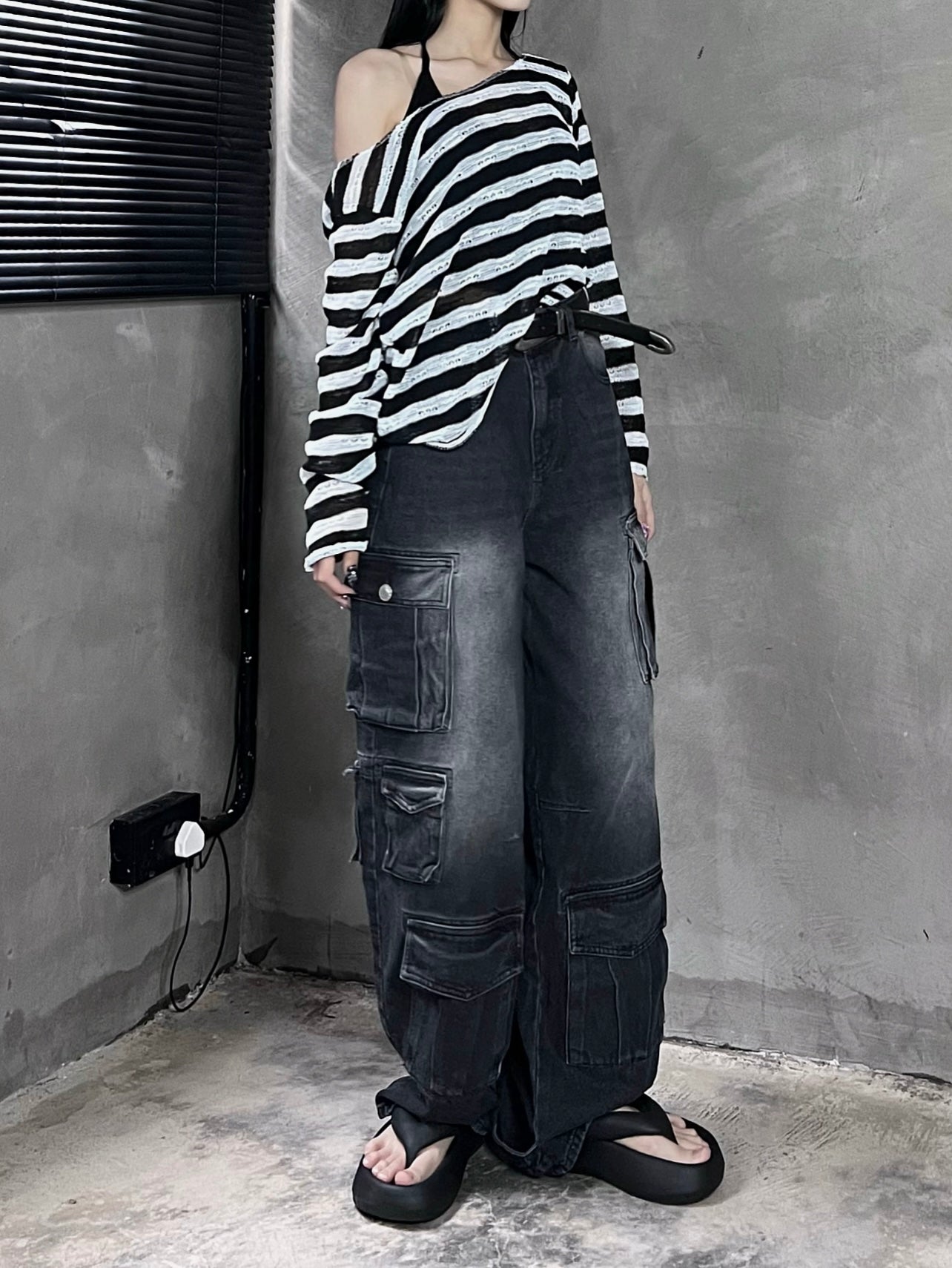 [unisex] Pocket cargo denim jeans