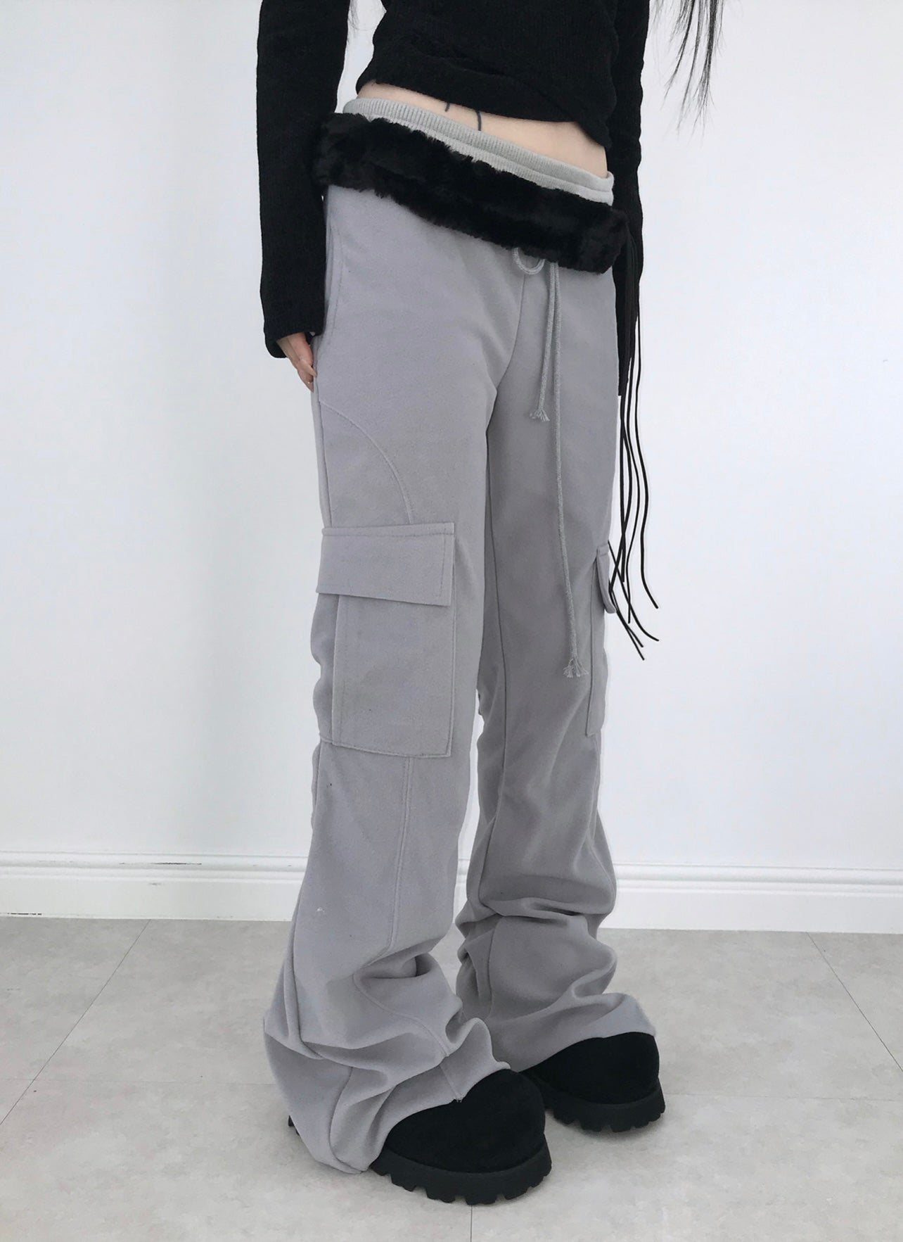 404 cargo bell-bottom pants