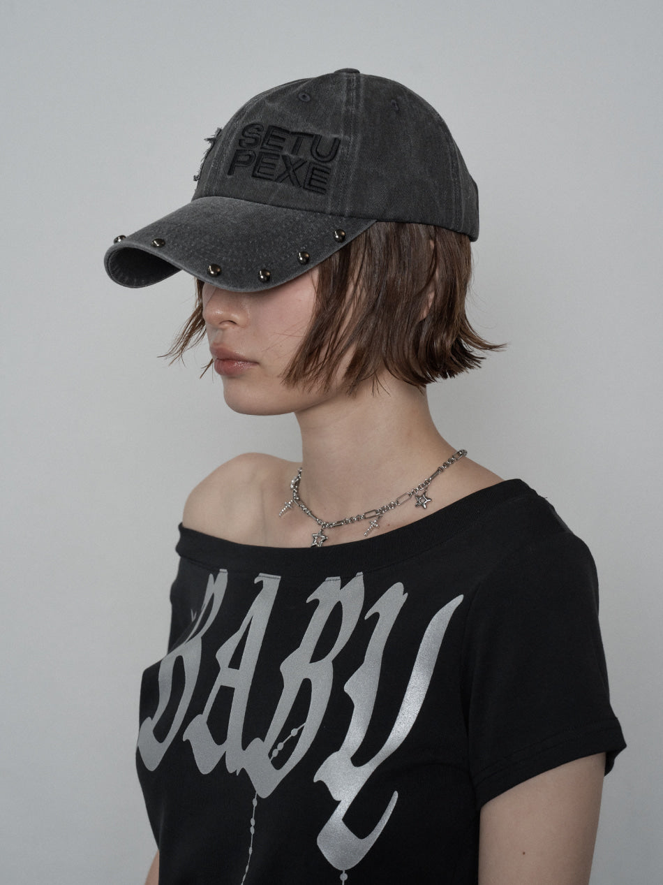 [ SETUPEXE ] STUDDED LOGO BALL CAP