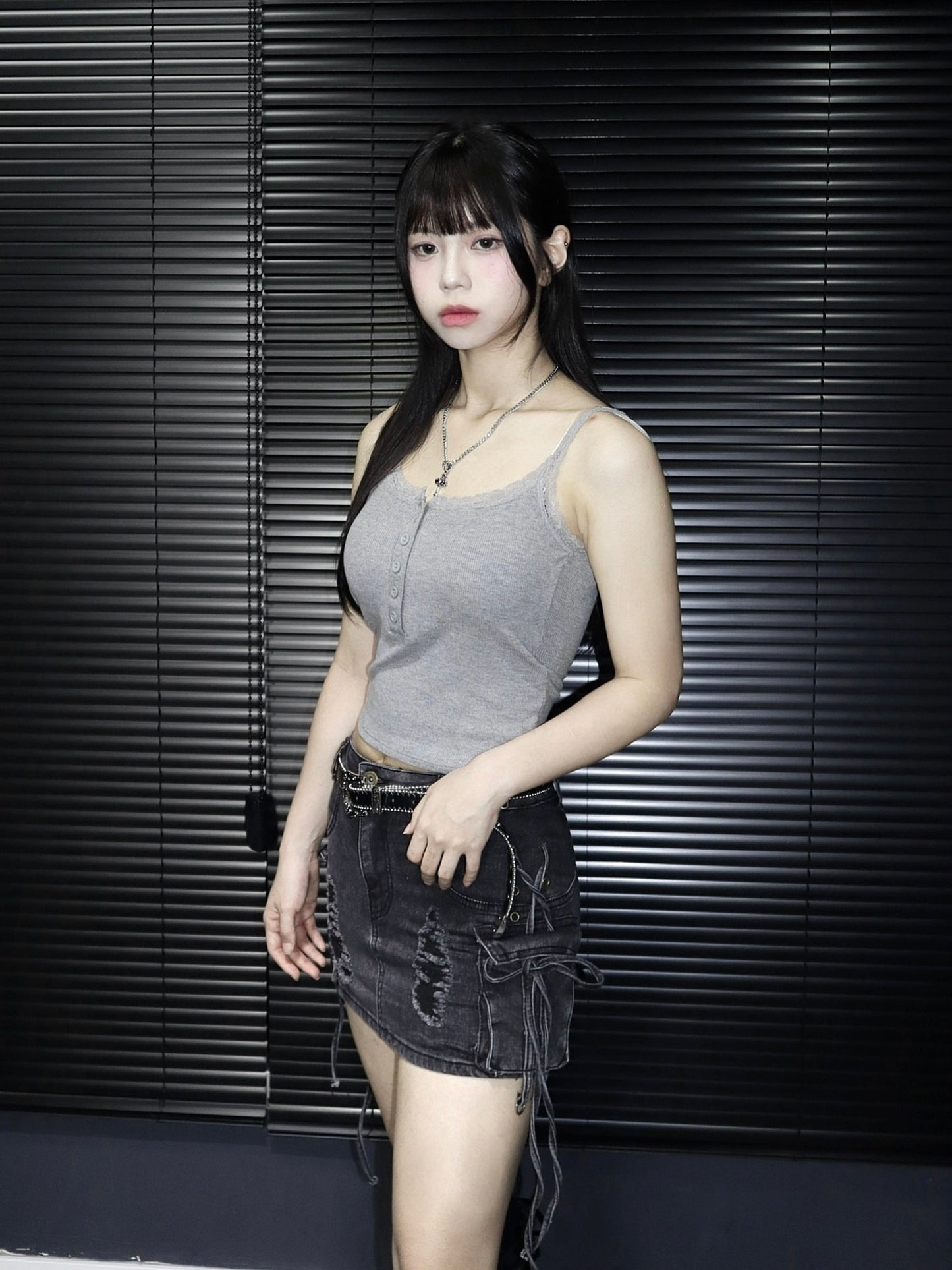 Casual lace tank top [with padding]