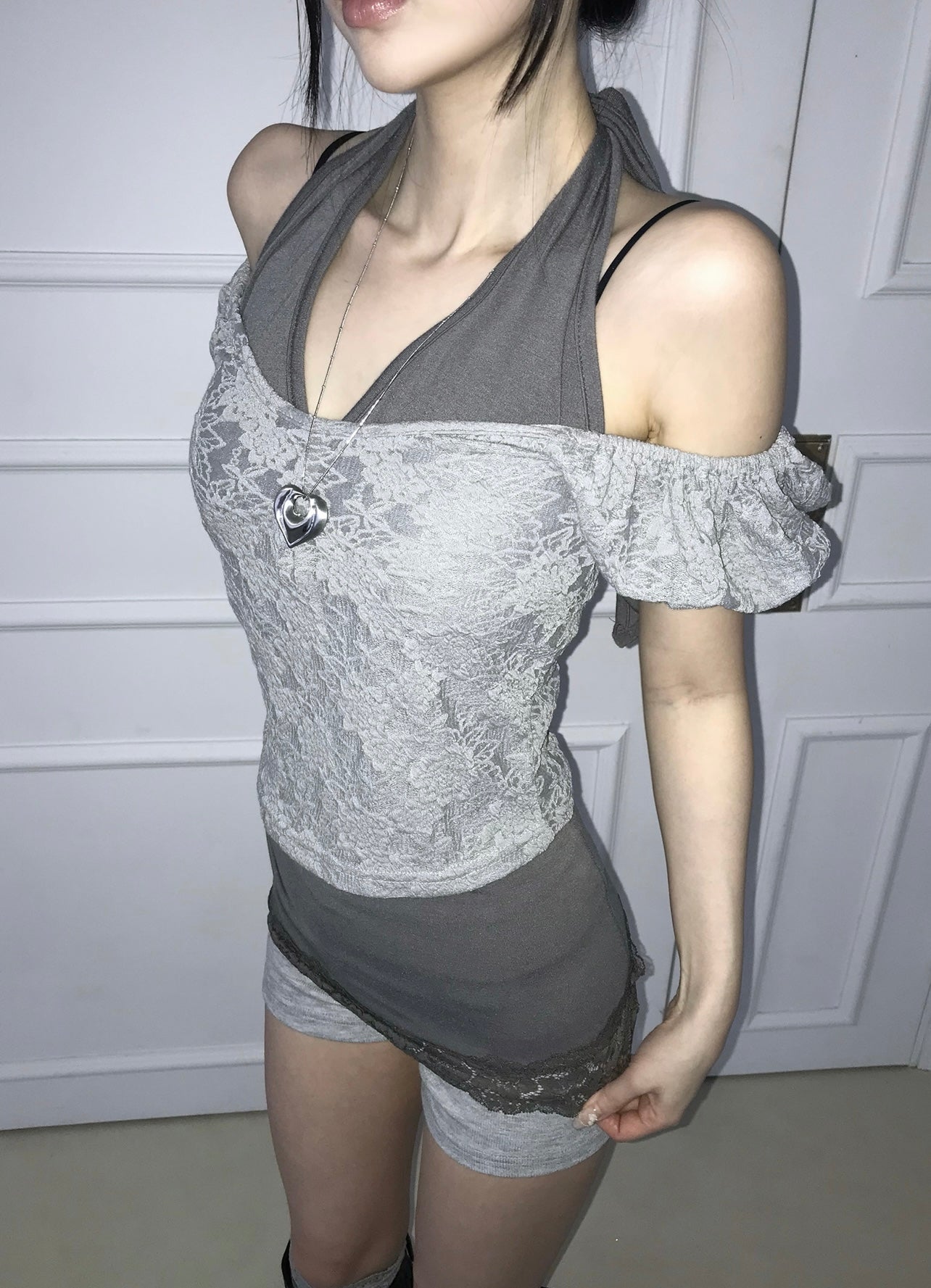 ‘Number2’ v neck halter top