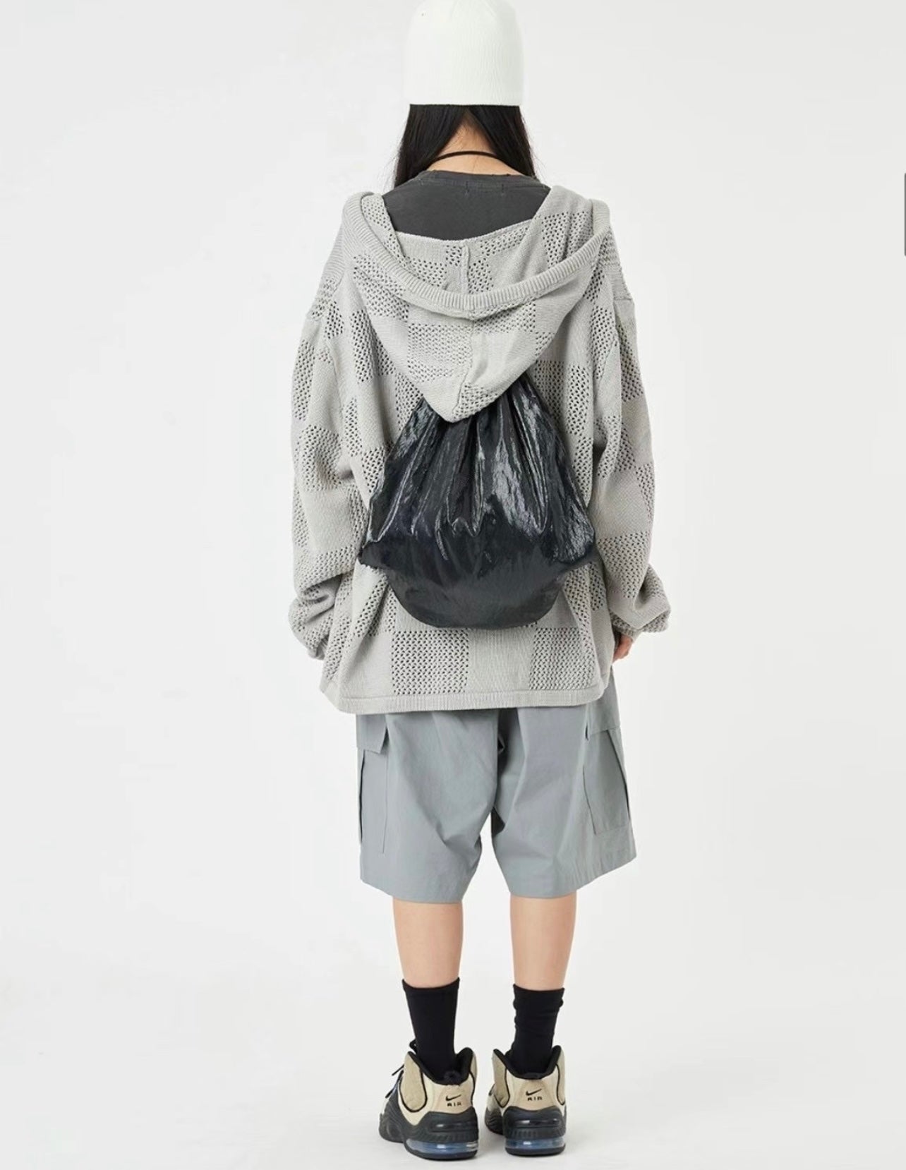 [unisex] Chess pattern knit zipup hoodie