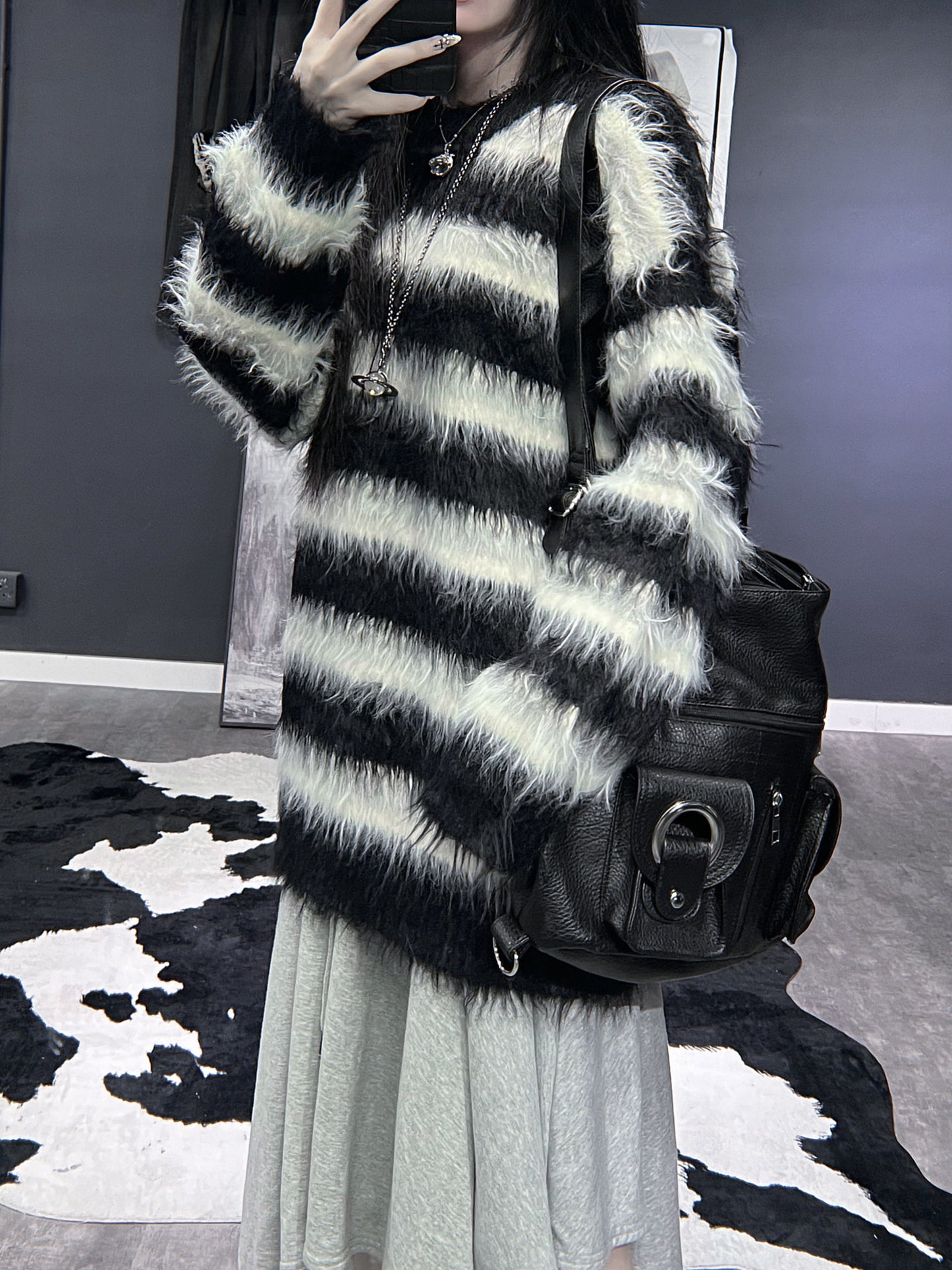 [unisex] 海馬毛條紋針織衫