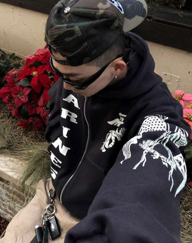 ‘MARINES’ hoodie zip up