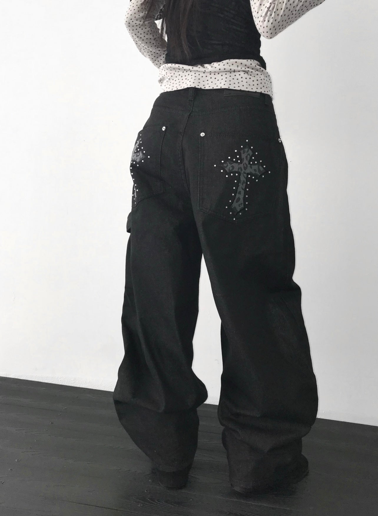 Leopard cross print jeans