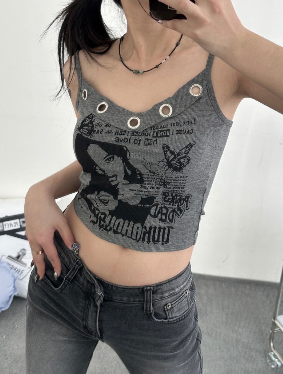 Girl with butterfly tank top (with padding)