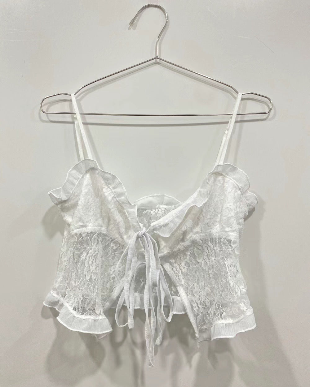 Ribbon lace fungus side tank top