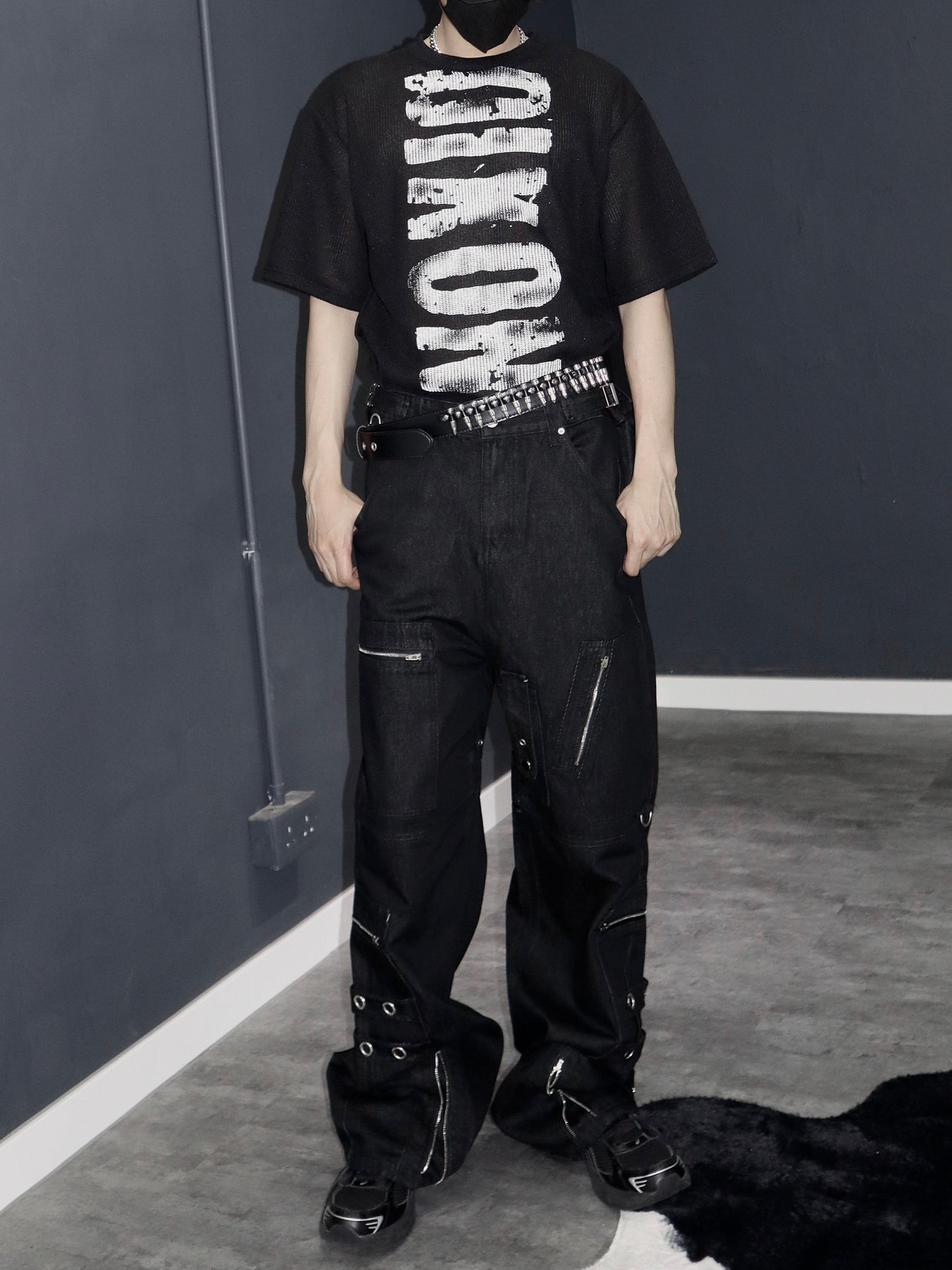 [unisex] metal ring adjustable jeans