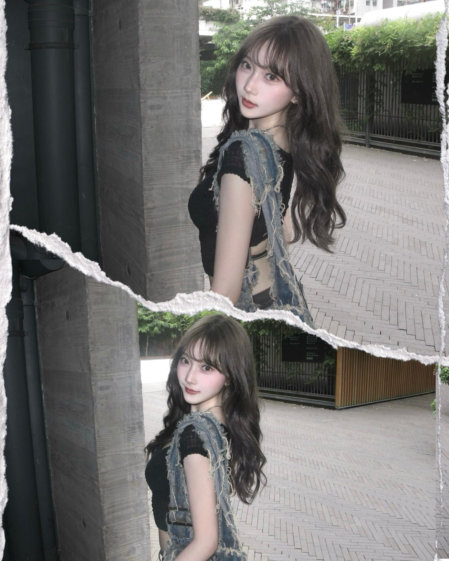 Back open strap wrinkle top