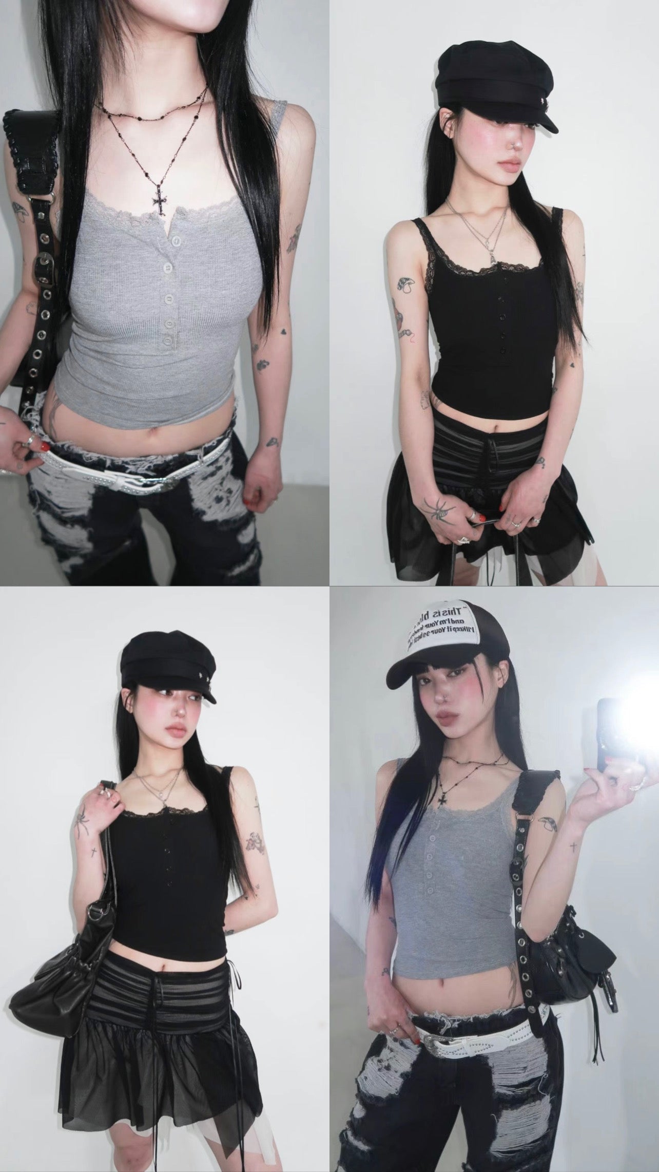 Casual lace tank top [with padding]