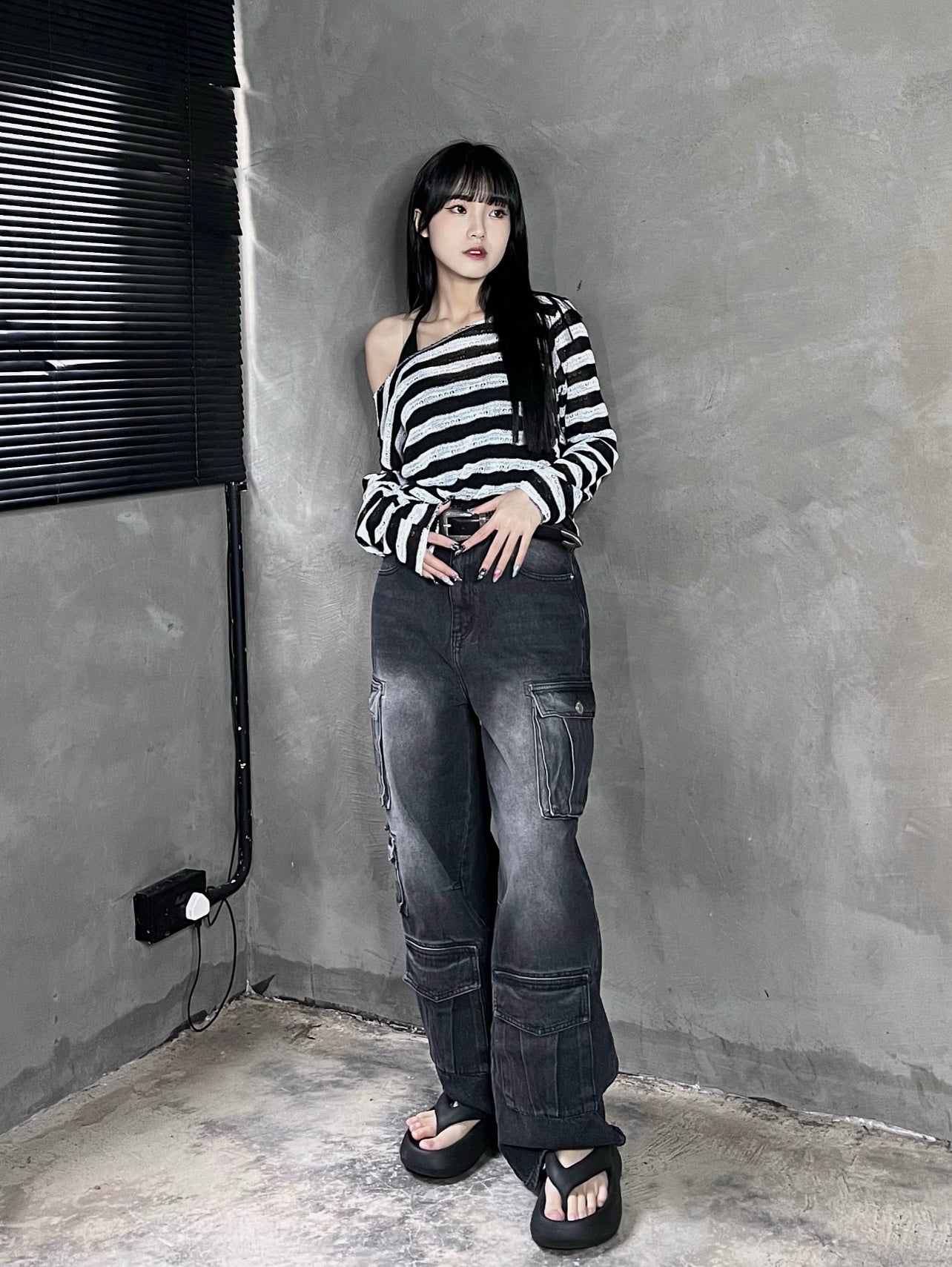 [unisex] Pocket cargo denim jeans