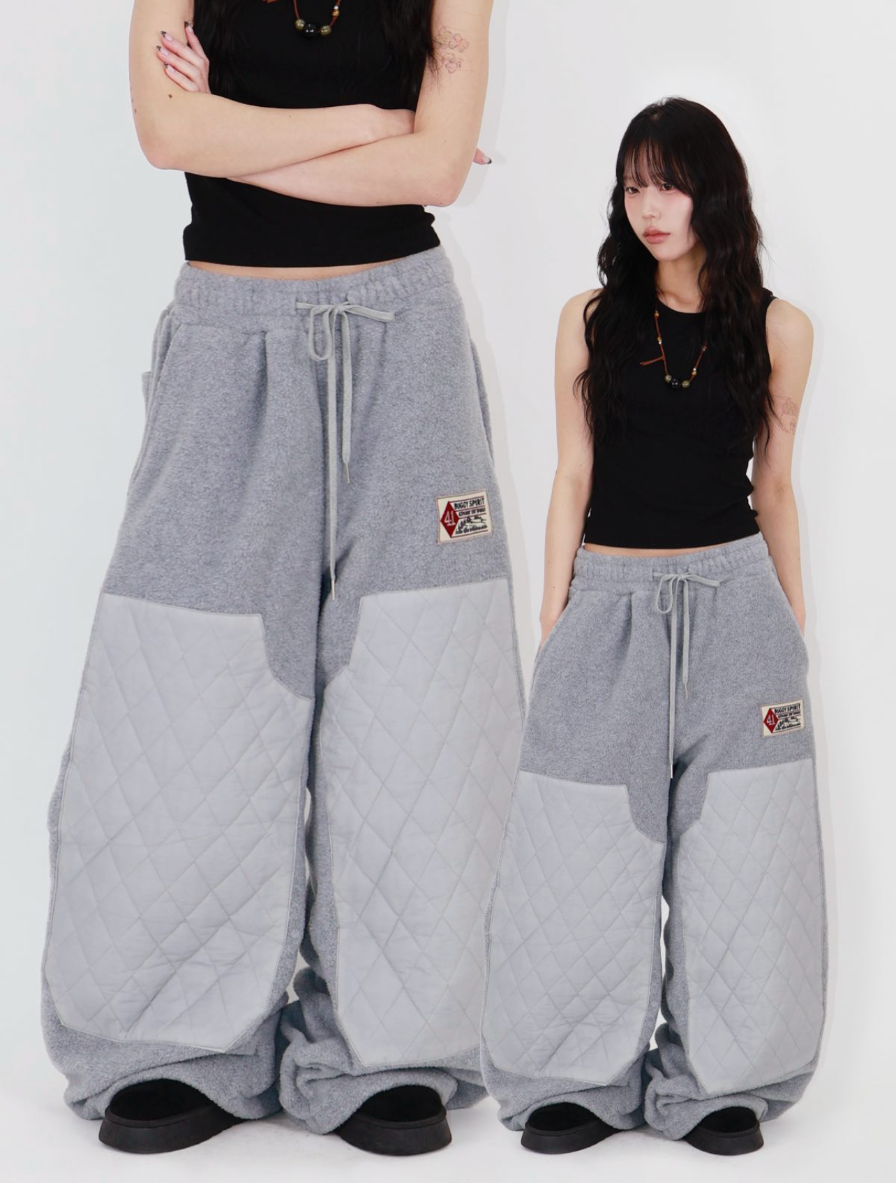 [ unisex ] 毛茸茸拼布褲