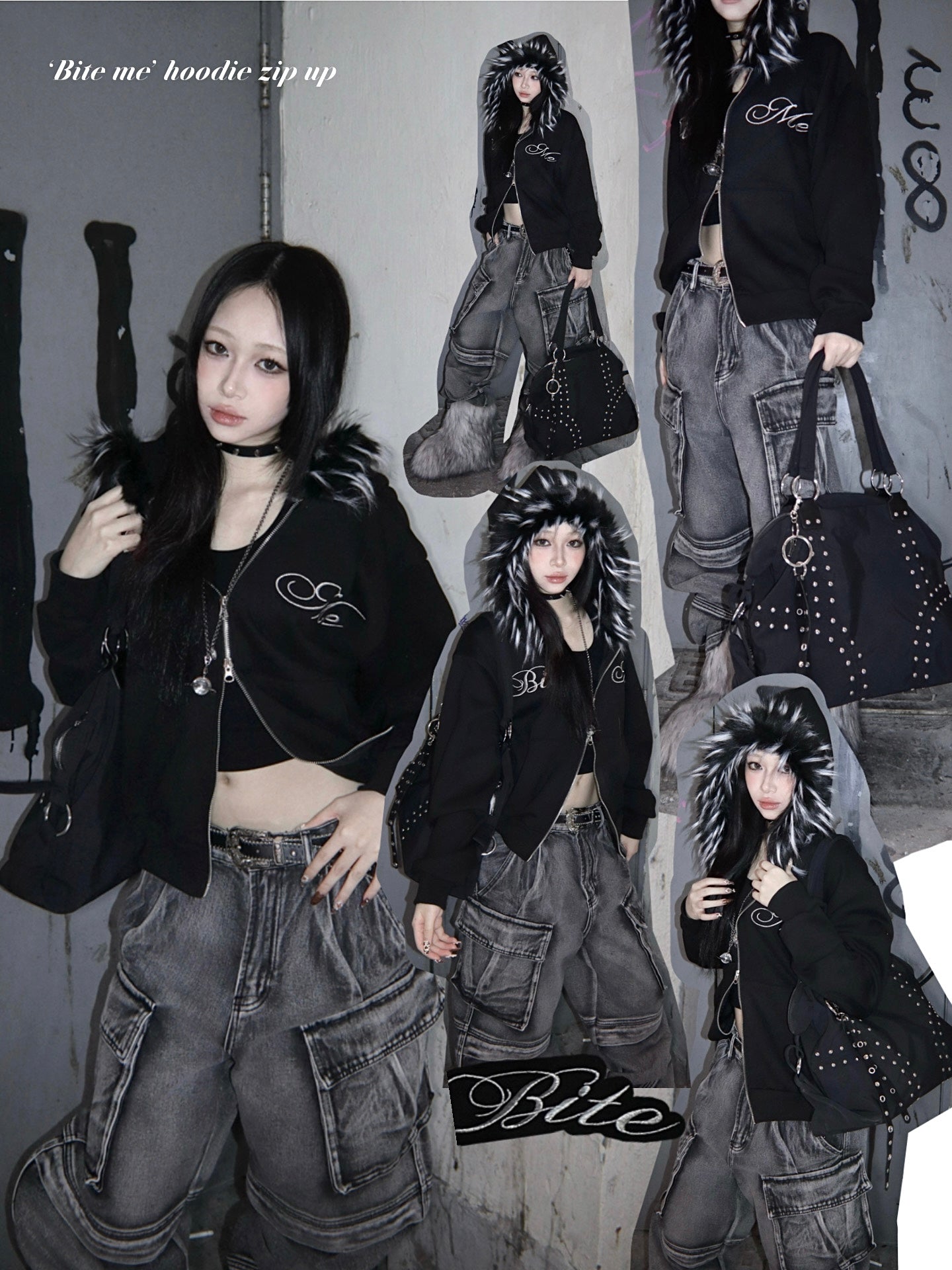 ‘BITE ME’ hoodie zipup