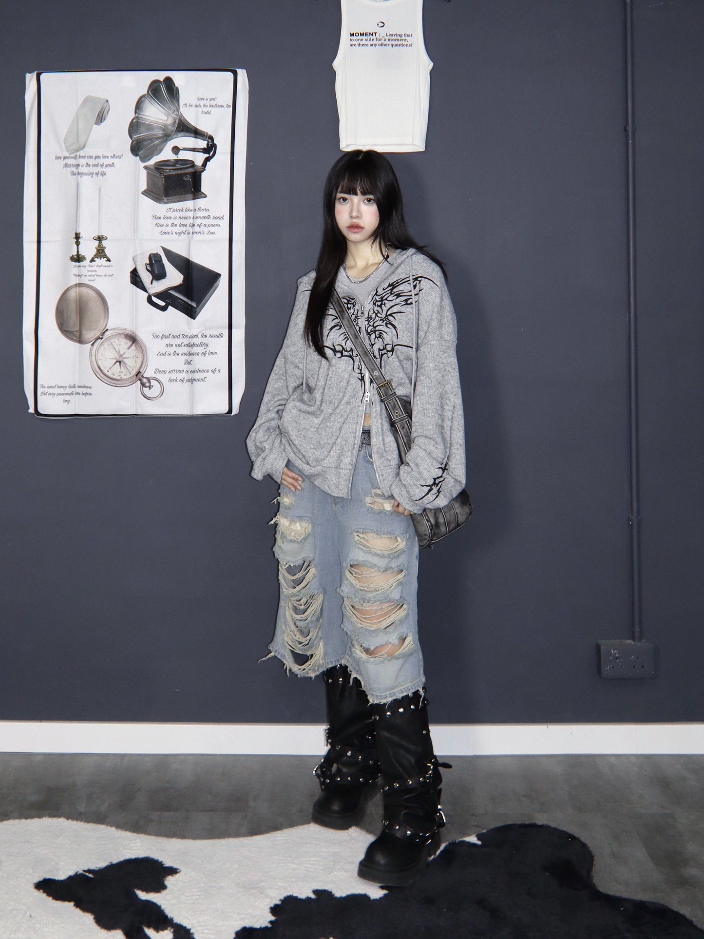 [unisex] Butterfly flame pattern hoodie zipup