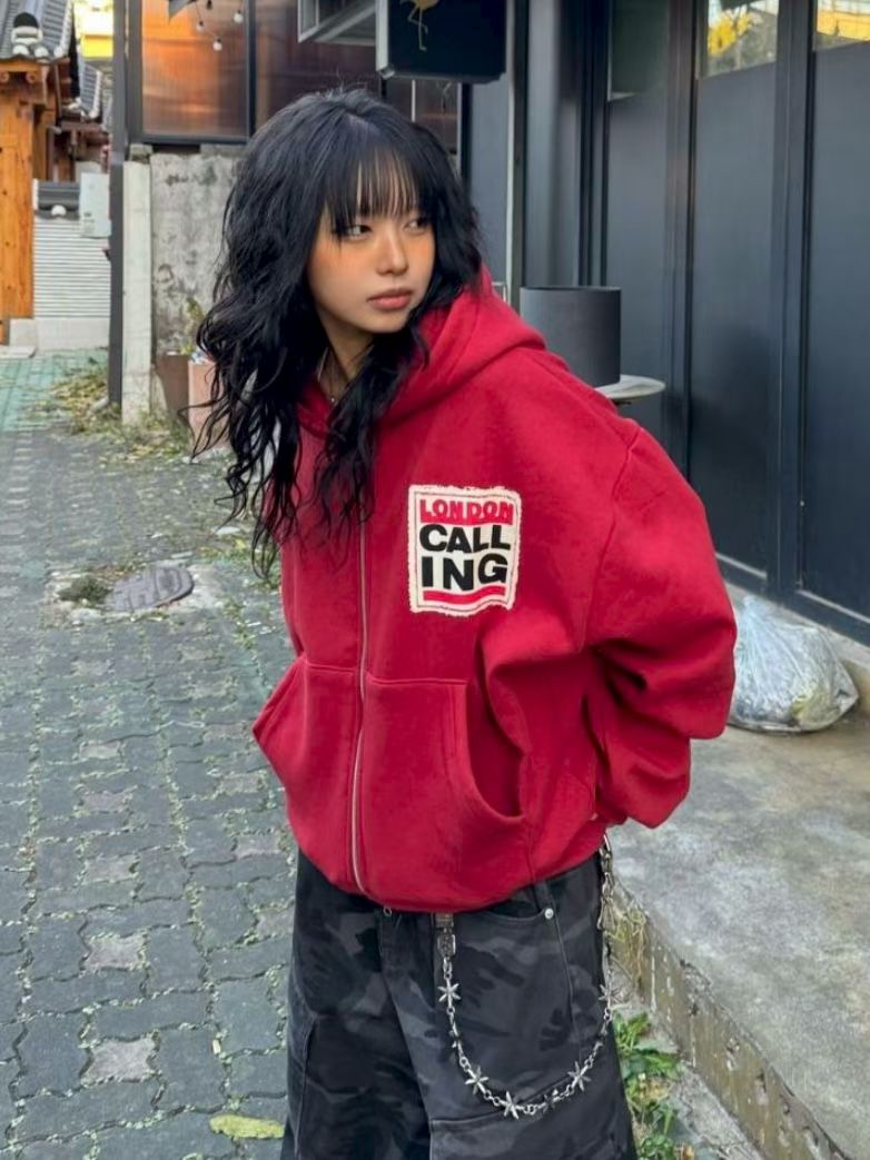 ‘London calling’ hoodie zip up