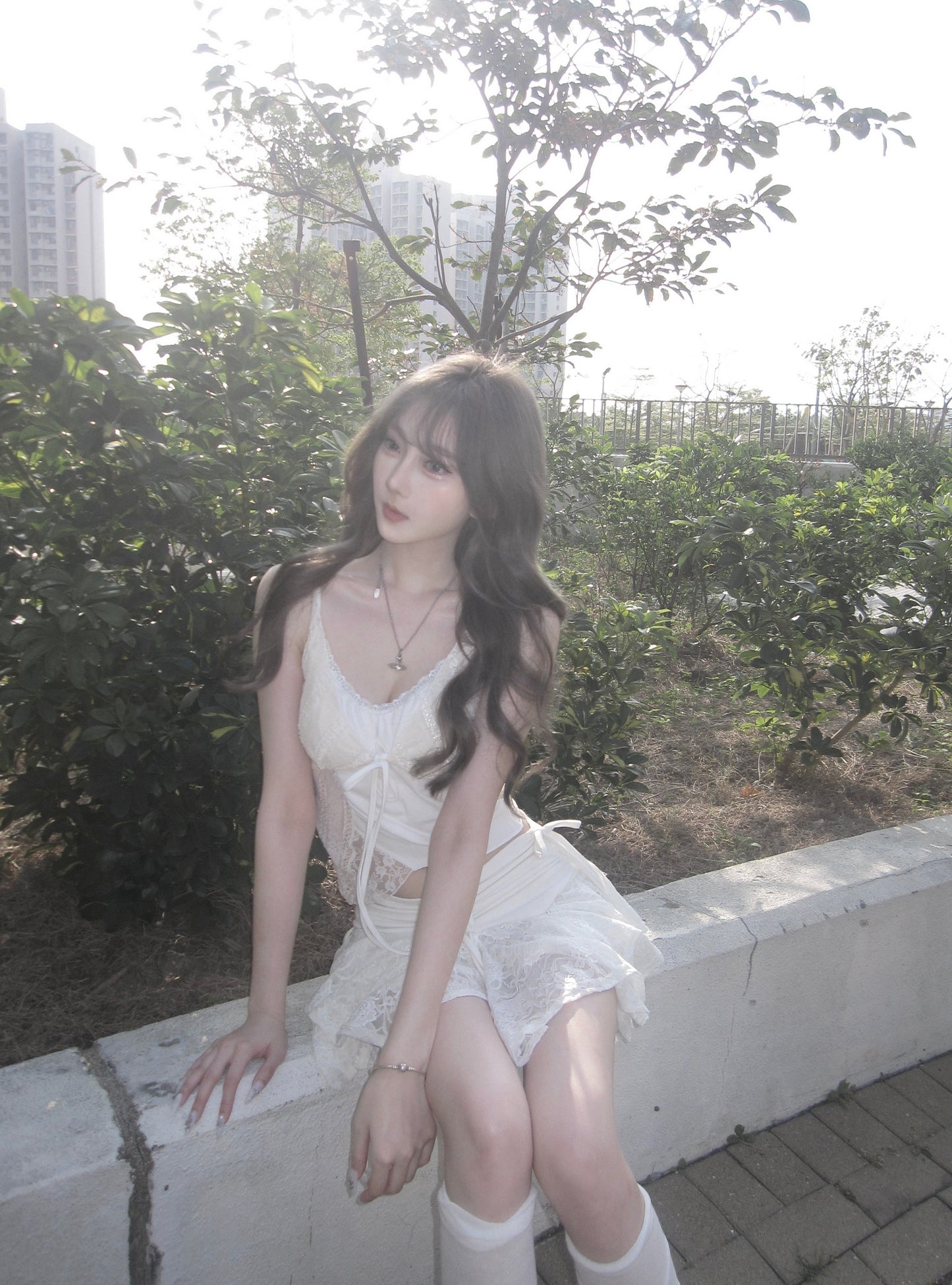 ‘HER’ irregular lace skirt