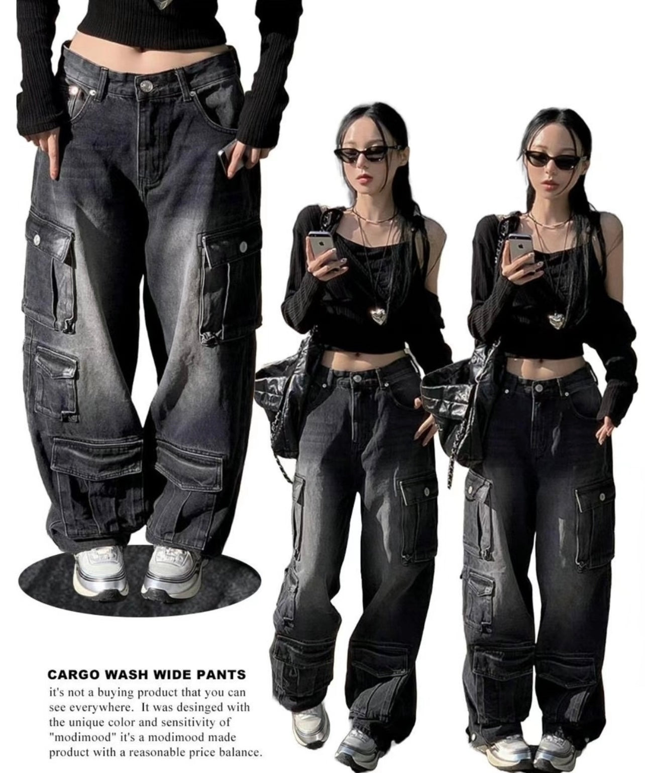 [unisex] Pocket cargo denim jeans