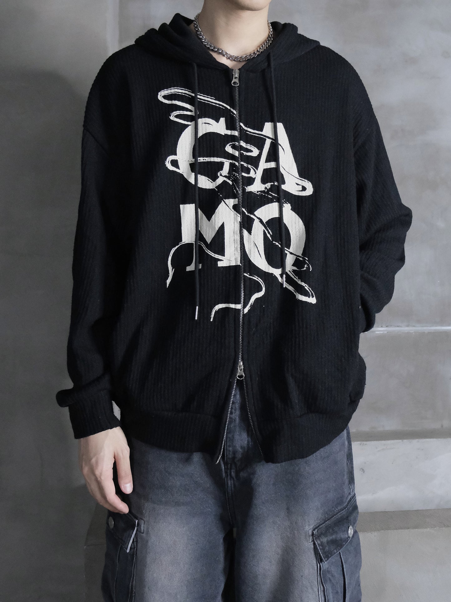 [unisex] Camo print hoodie zipup