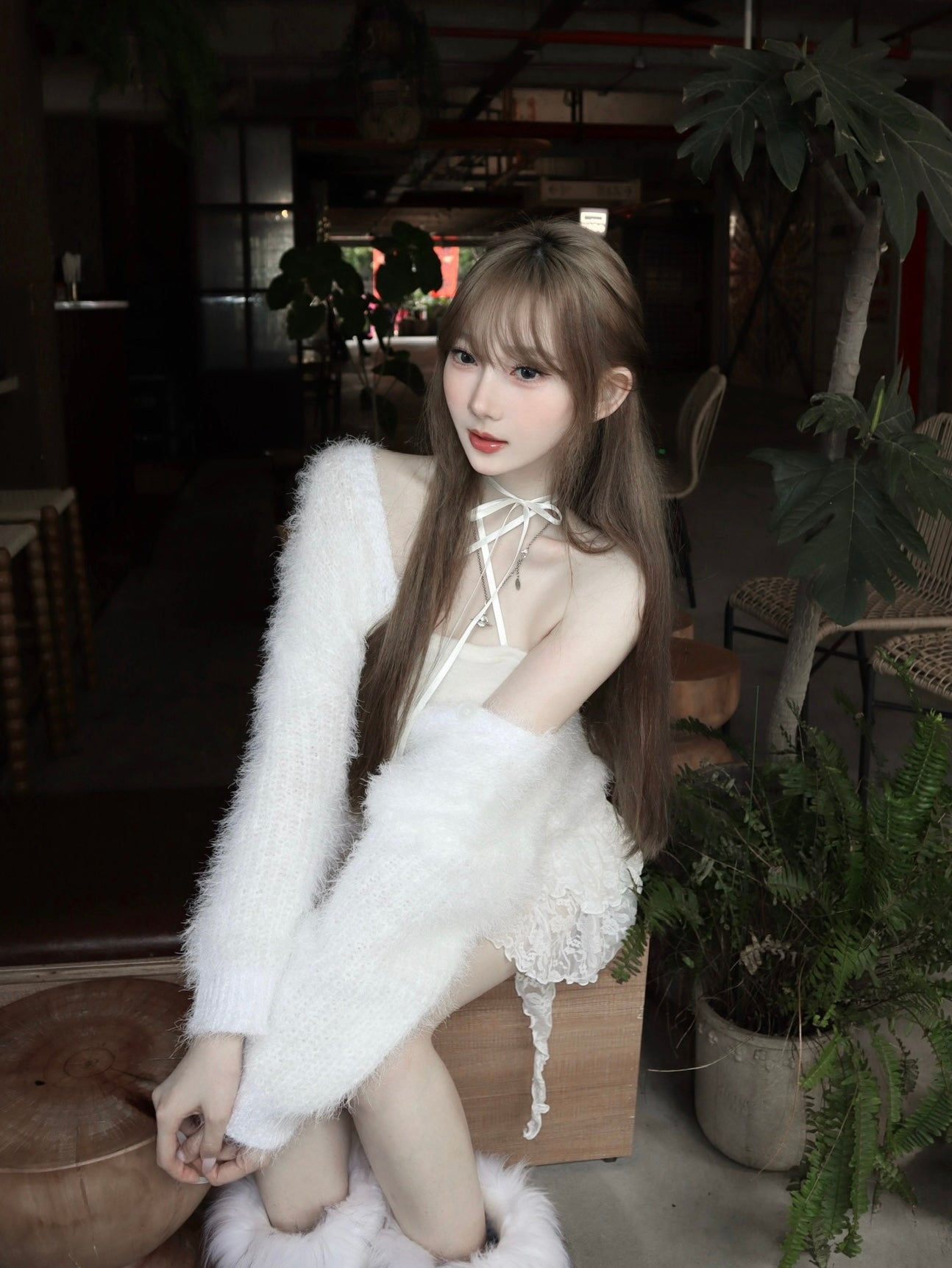 Pastel tone fluffy cardigan