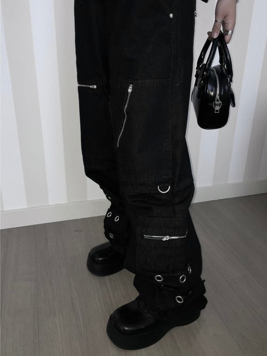 [unisex] metal ring adjustable jeans