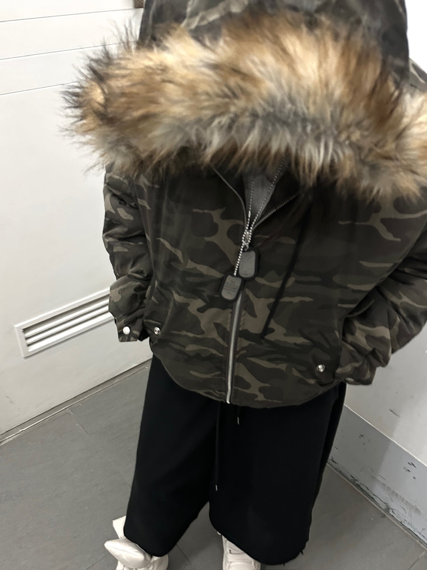 [ unisex ] 迷彩卜卜毛領外套