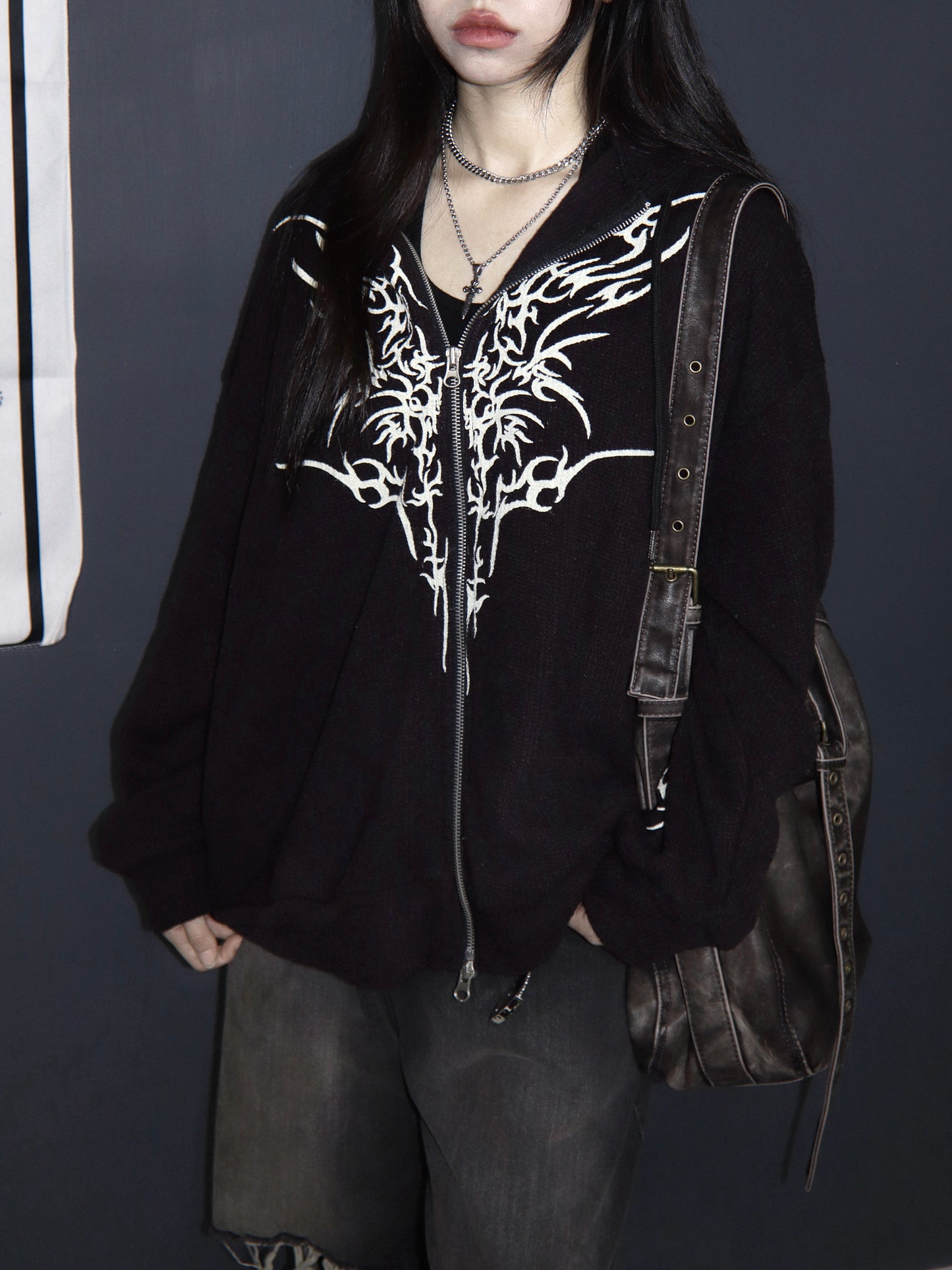 [unisex] Butterfly flame pattern hoodie zipup
