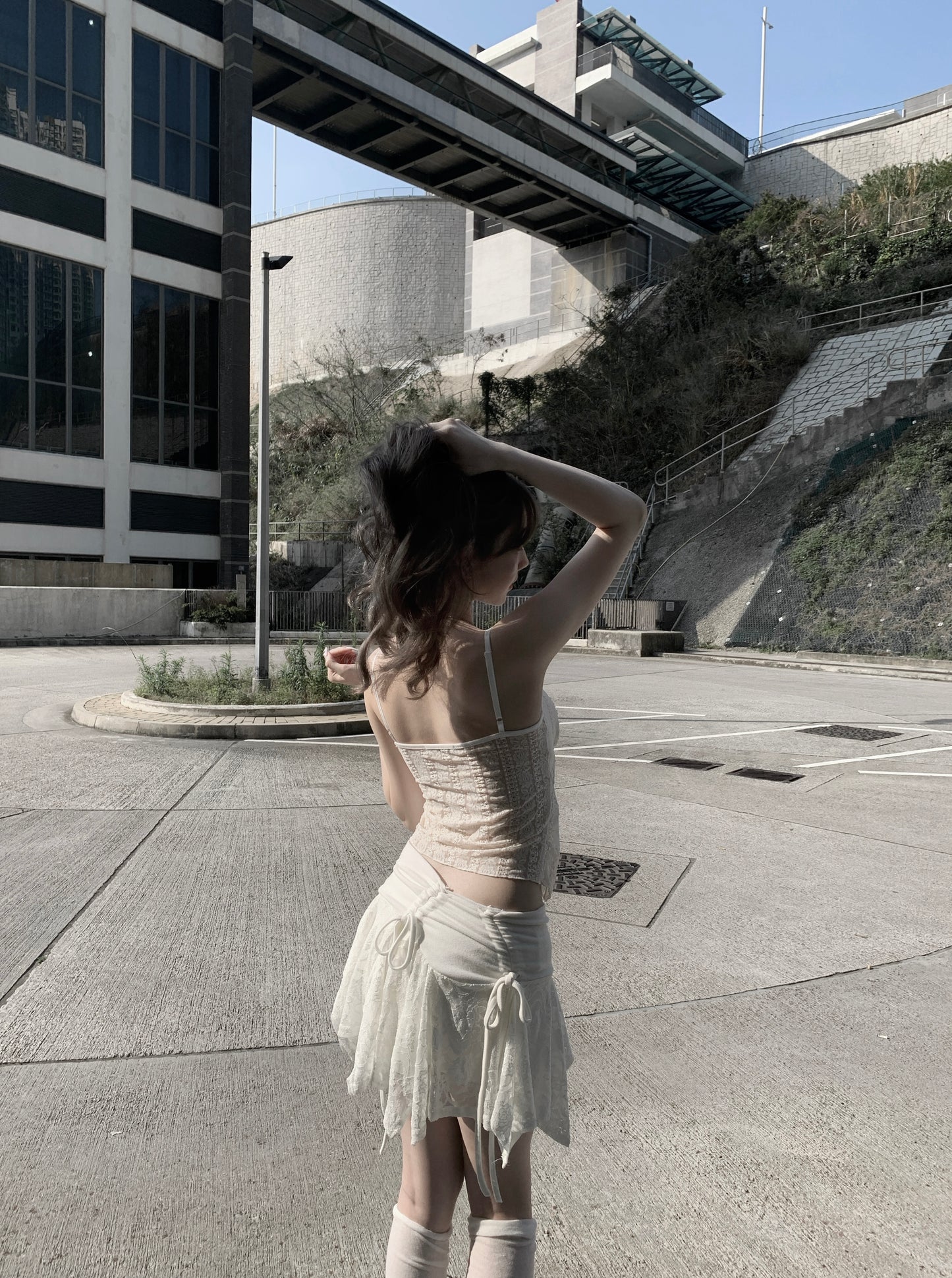 ‘HER’ irregular lace skirt