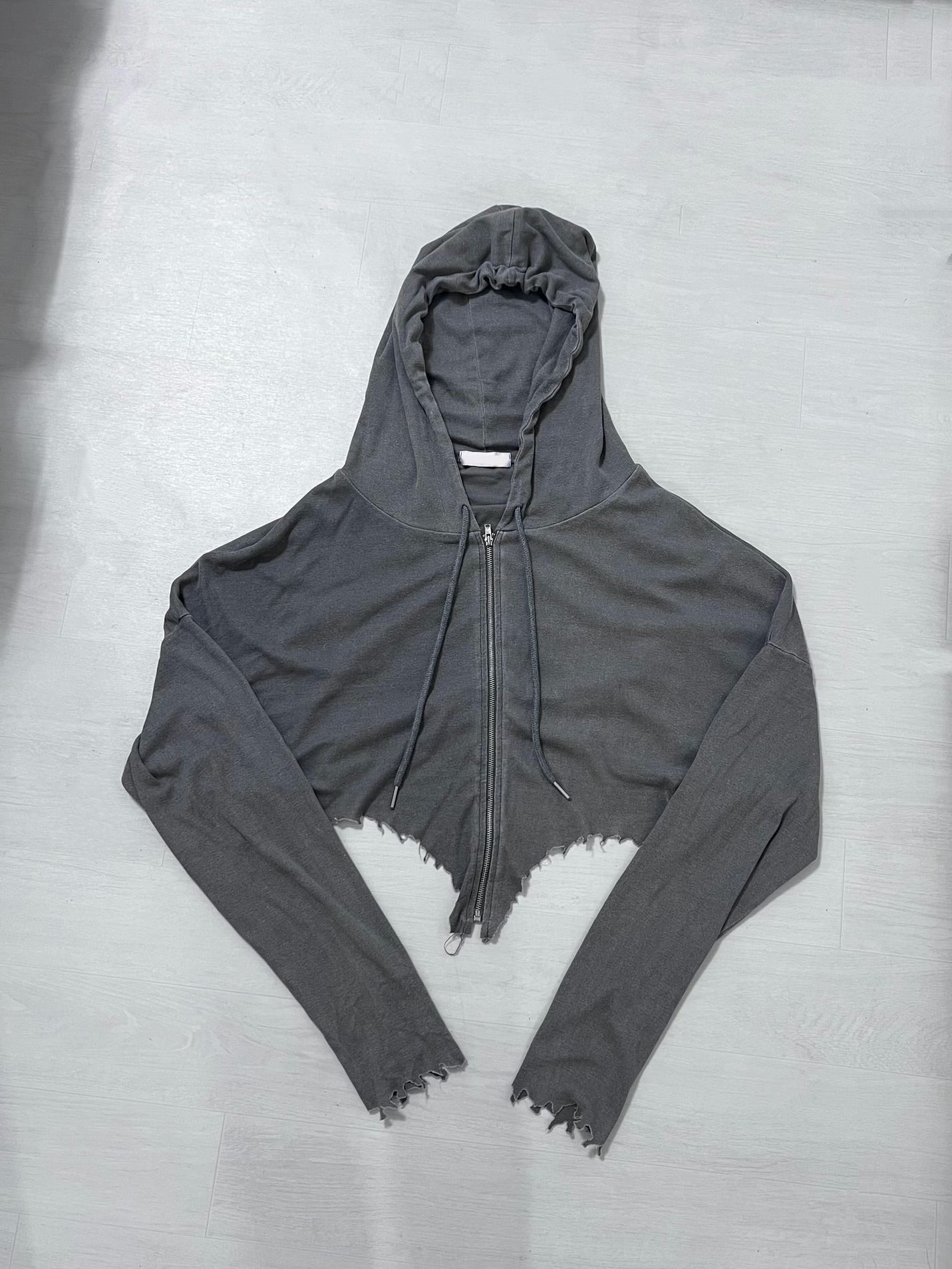 ‘What u want’ cropped hoodie zip up