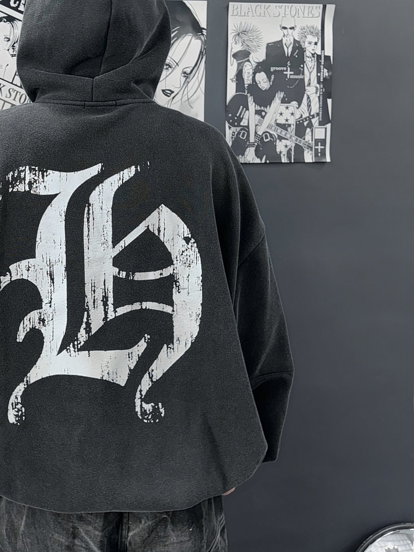 Old dirty washed hoodie zip up