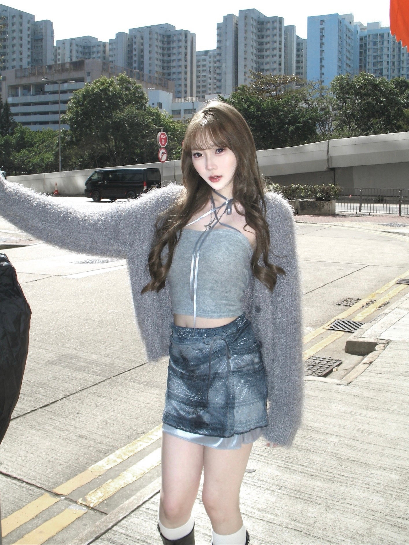 Pastel tone fluffy cardigan