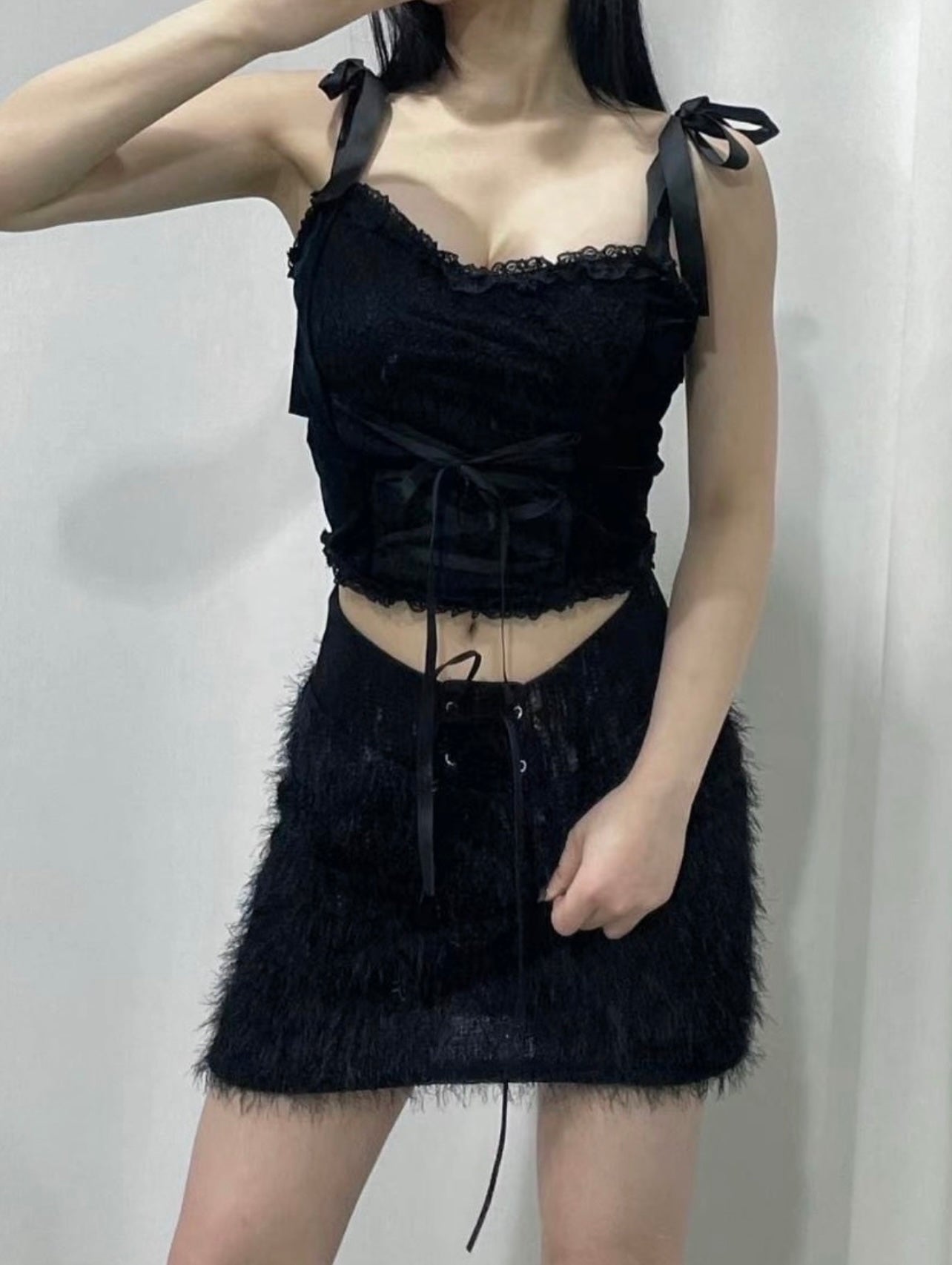 Fluffy elastic band skirt