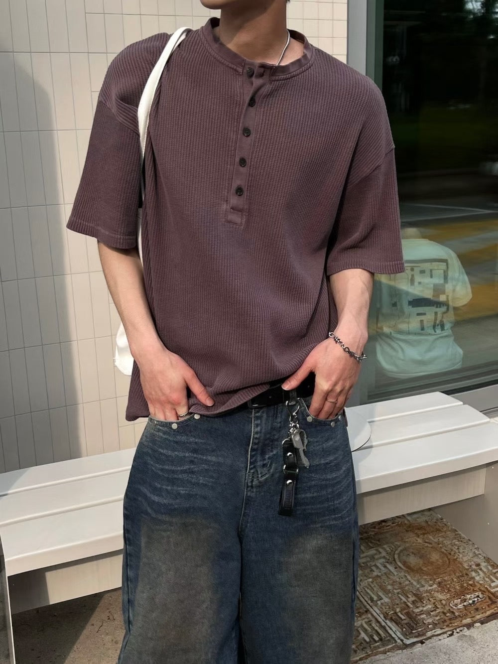 Waffle Henry collar tee