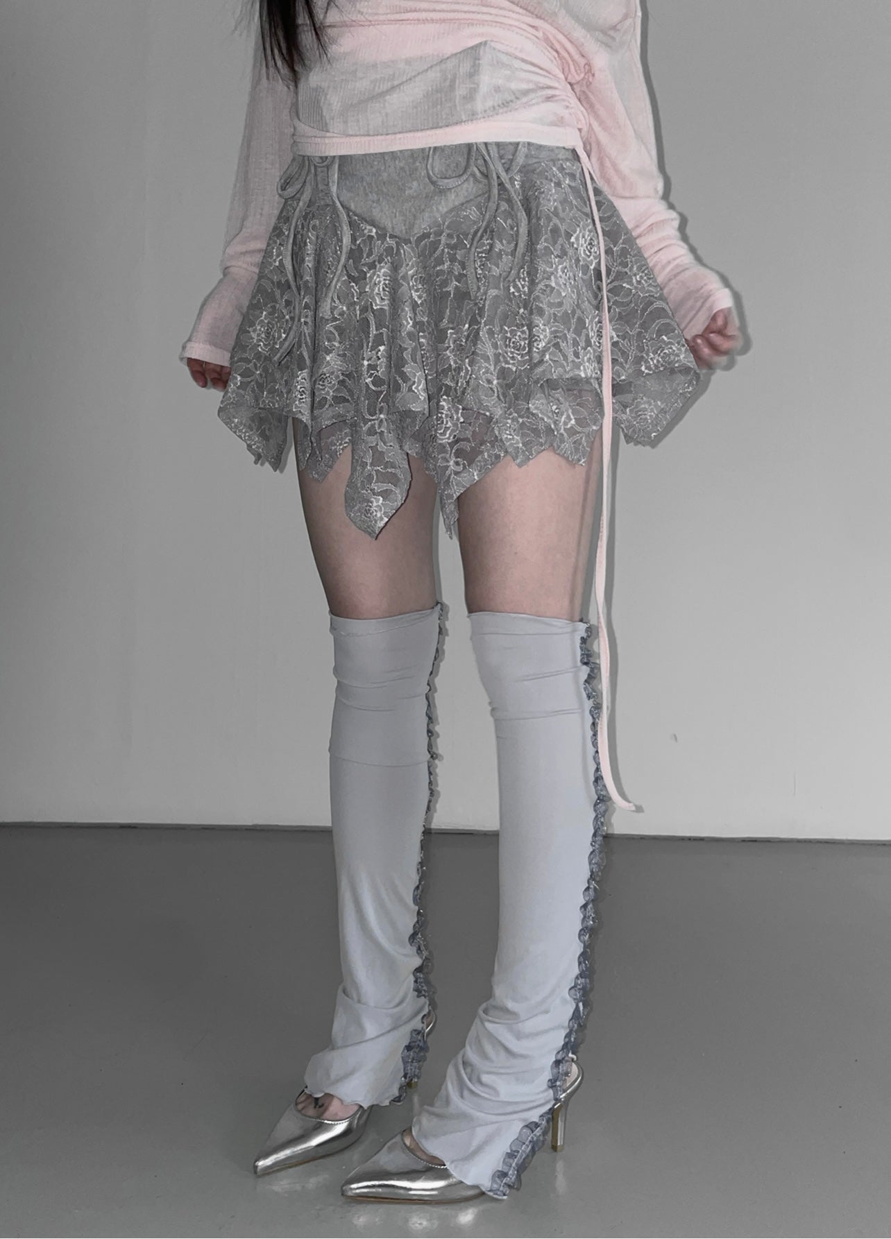‘HER’ irregular lace skirt