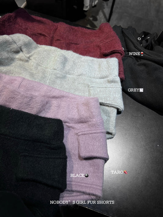 ‘NOBODY’S GIRL’ fur shorts