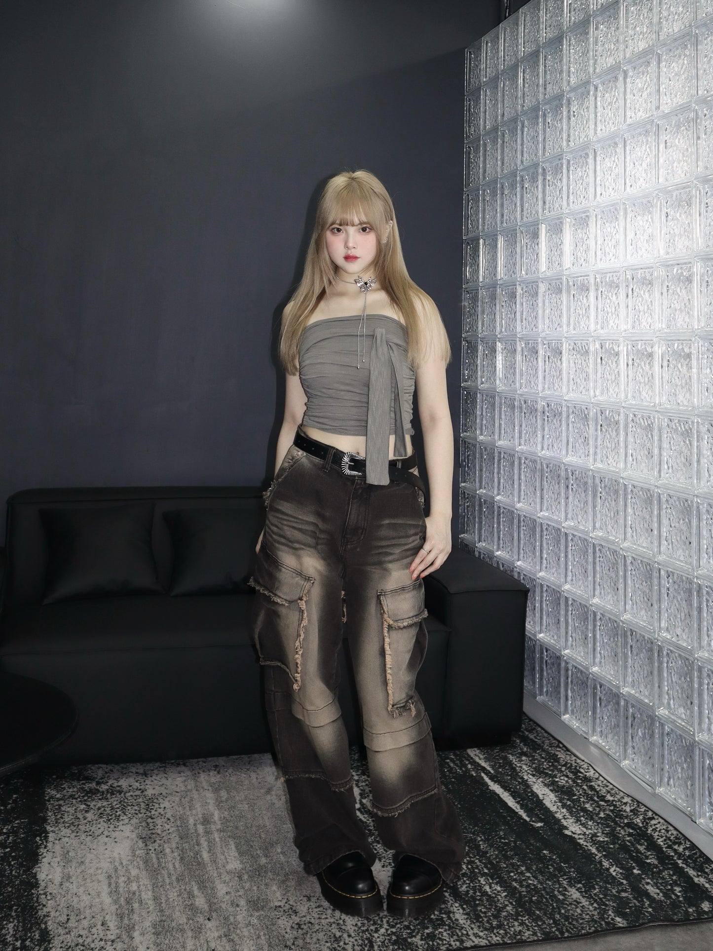 Crease tube top with muffler