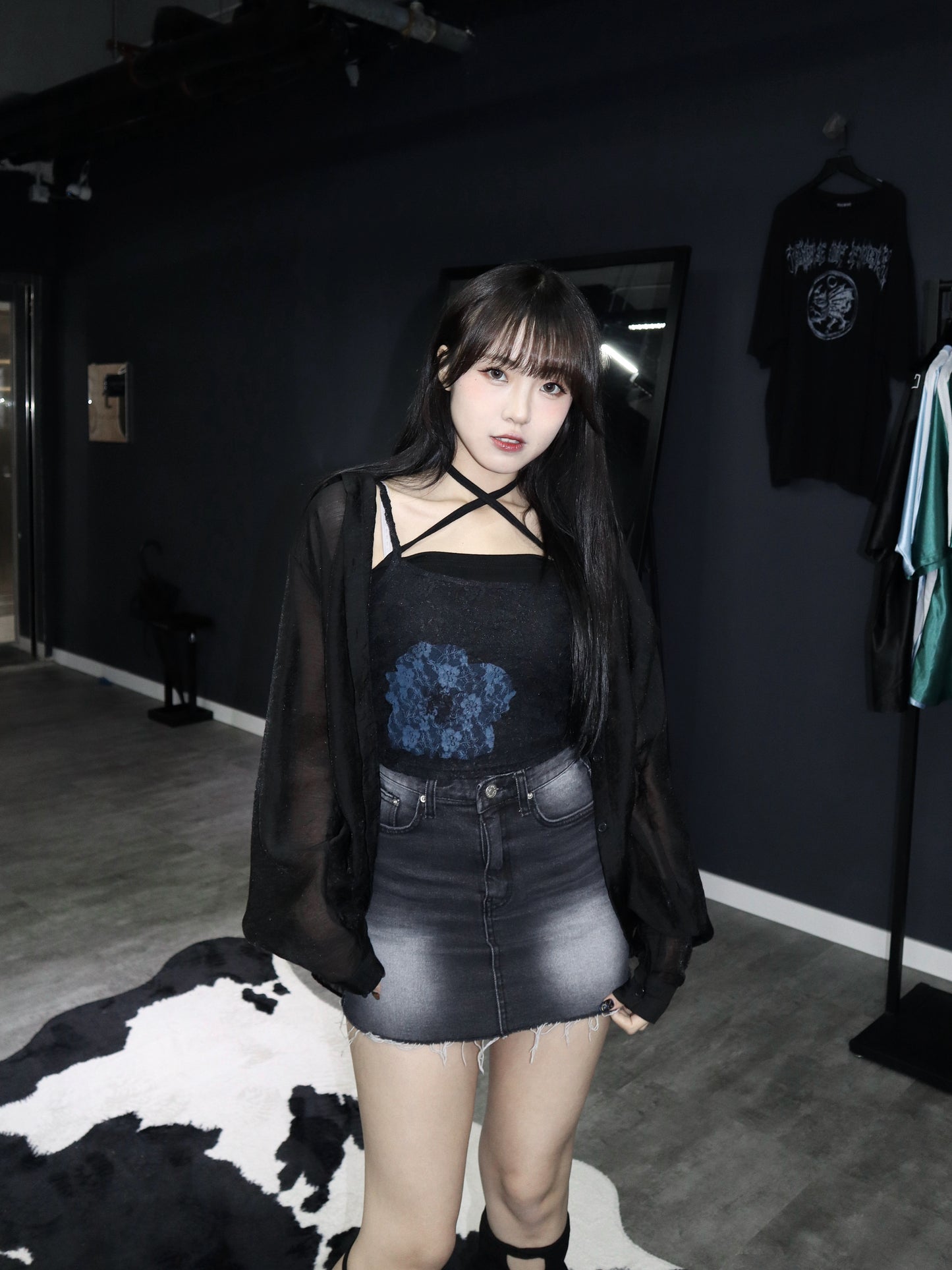 flower lace see through tank top