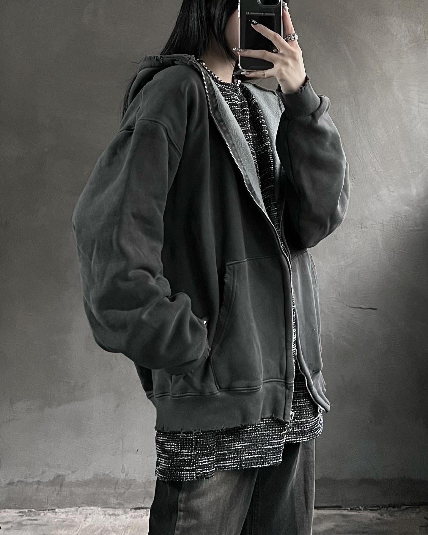 秋冬再上架[unisex] Vintage dying hoodie zipup