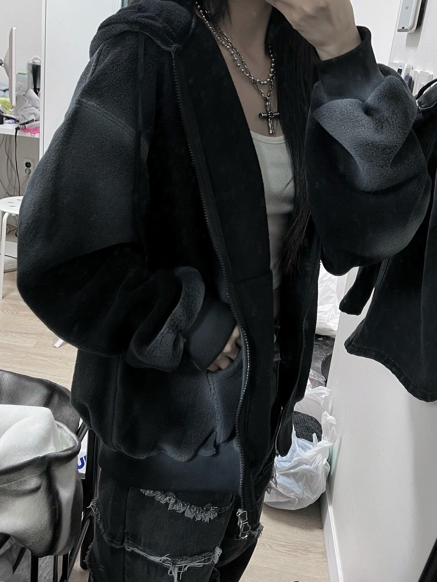 [unisex] 雲朵渲染漸變拉鍊hoodie